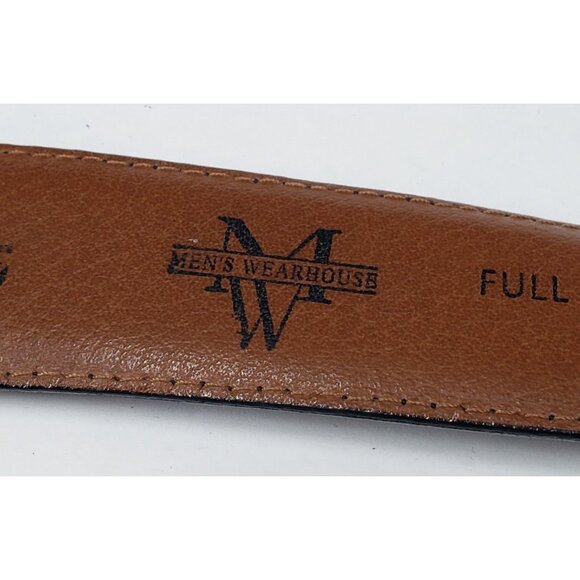 Men's Warehouse Italian Black Leather Belt Size 38/95 - Picture 3 of 5